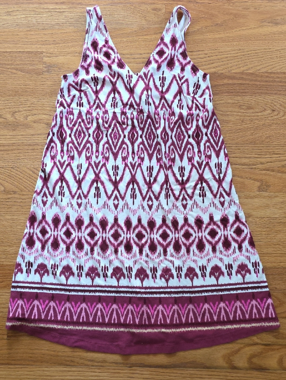 LOFT Ladies' Sleeveless Ikat Tank Swing Summer Dress in Rhubarb